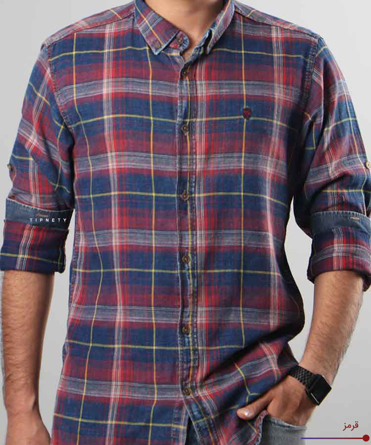 پیراهن مردانه آستین بلند چهارخانه 0720