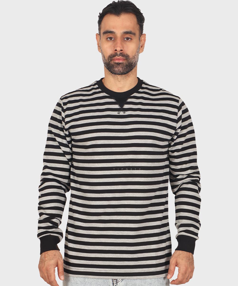 تیشرت آستین بلند رینگر و یقه گرد 1746