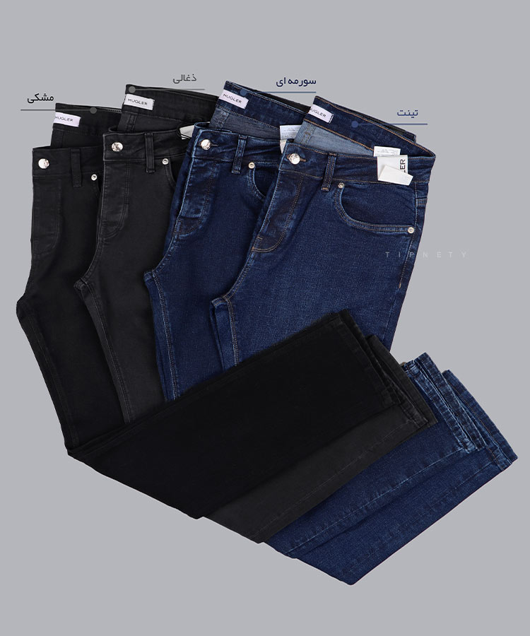                                                             ذغالی سورمه ای تینت مشکی شلوار جین اسلیم 3675  - تصویر 5