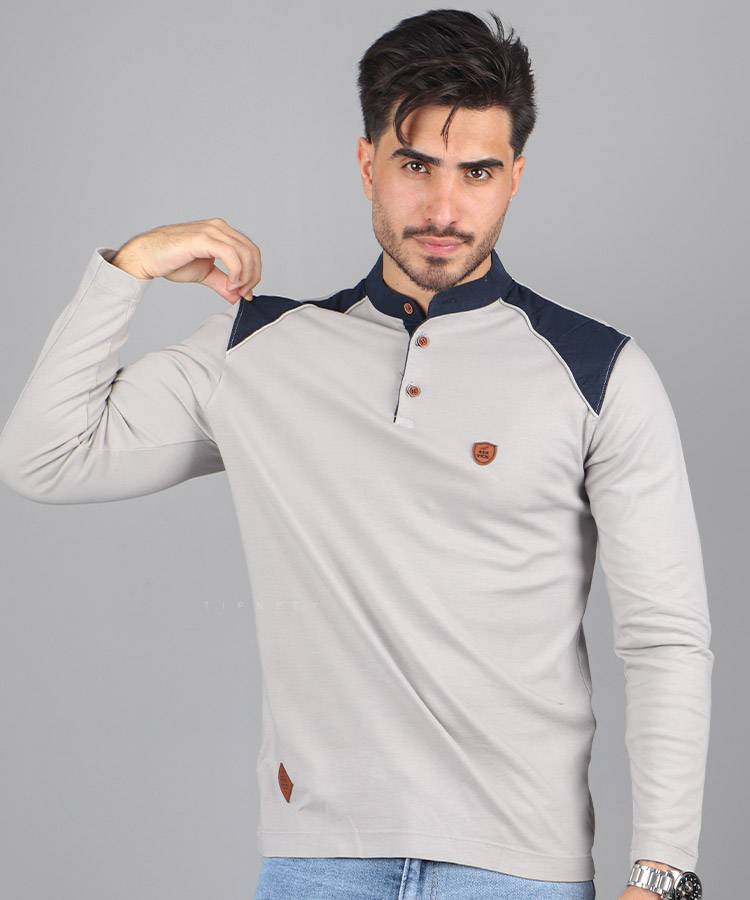 تیشرت یقه دیپلمات مردانه آستین بلند 1193