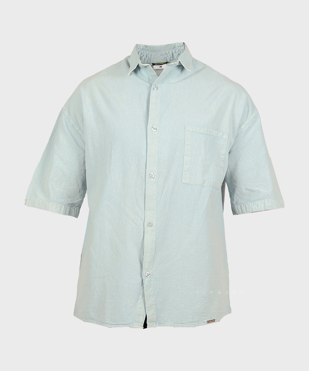 پیراهن مردانه باکسی سنگشور آبی روشن ماچینیست 0639