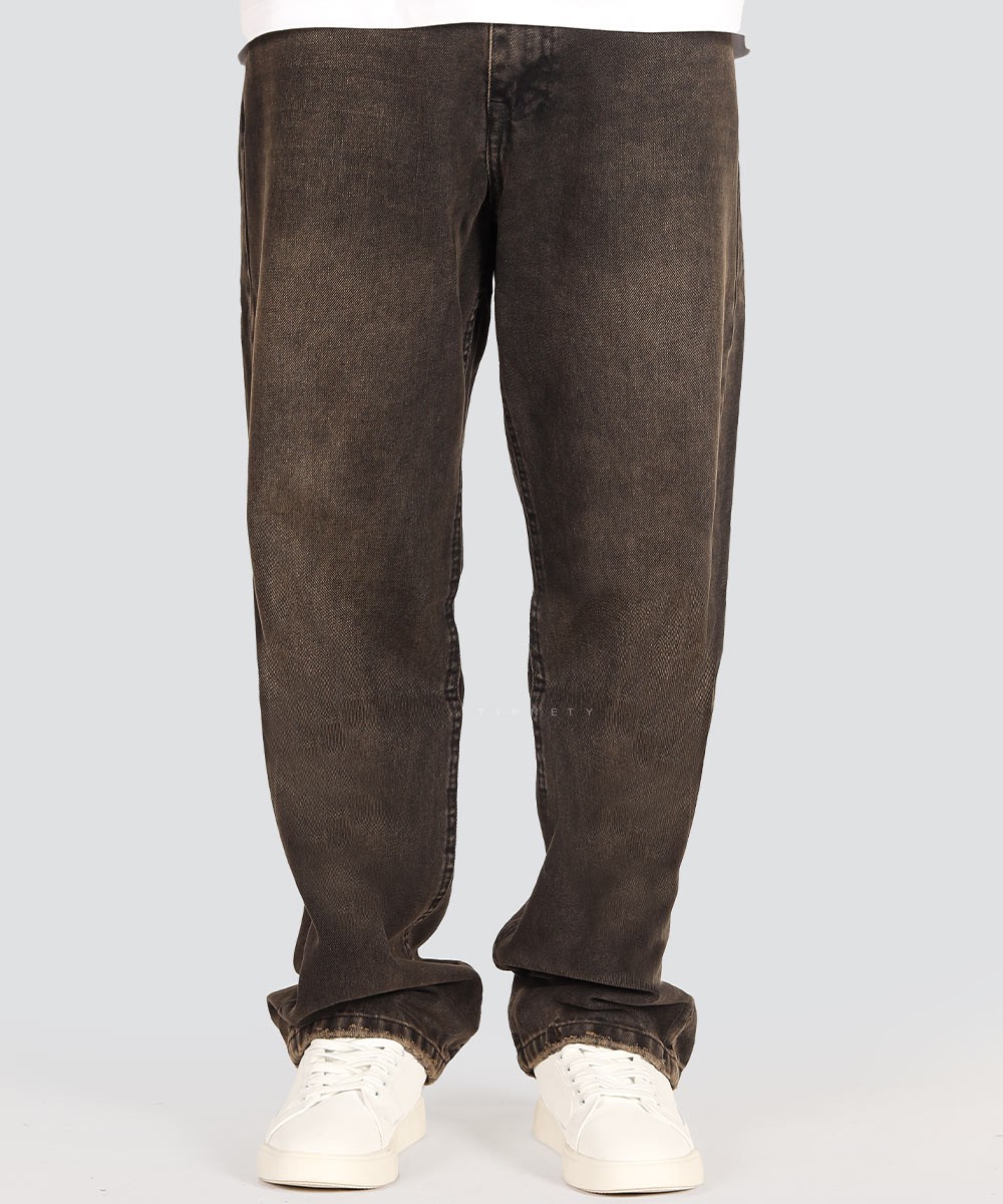 شلوار جین نیم بگ مردانه دودی 3517