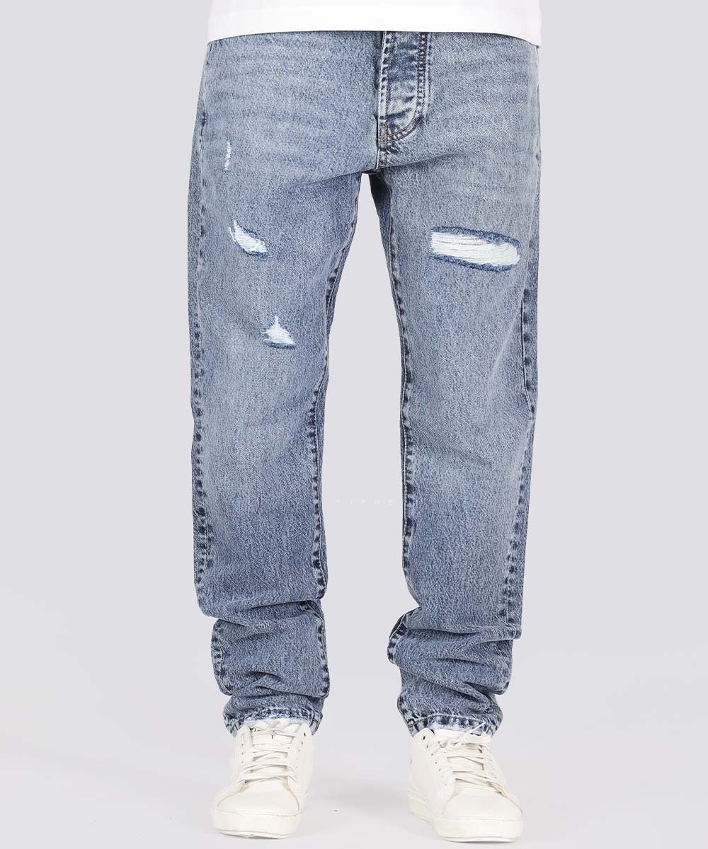 شلوار جین مام فیت مردانه آبی 4921