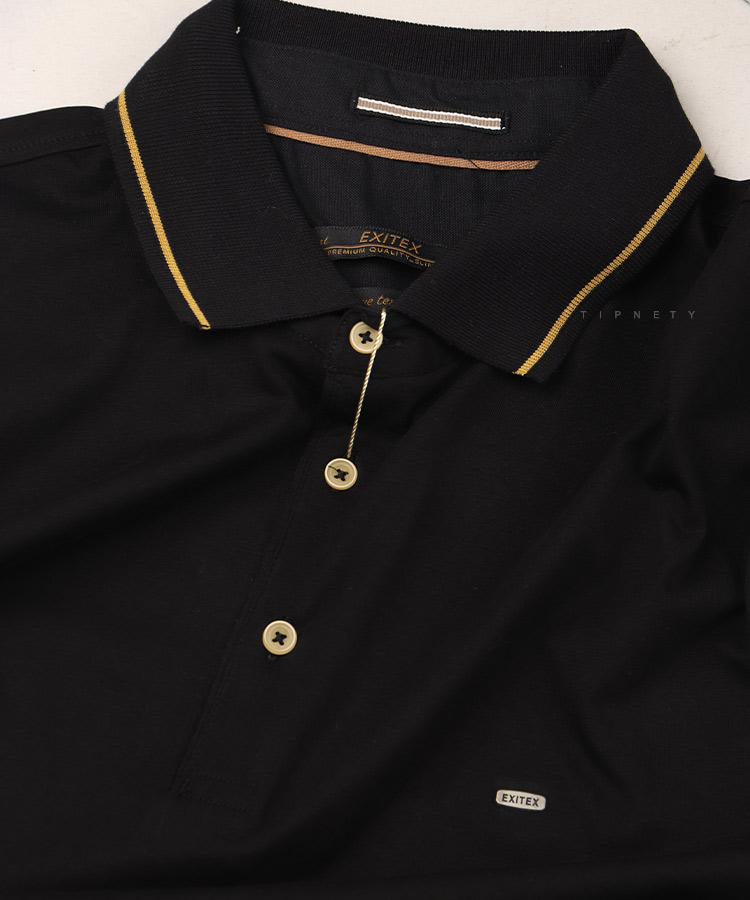 تیشرت یقه دار مشکی مردانه 8112