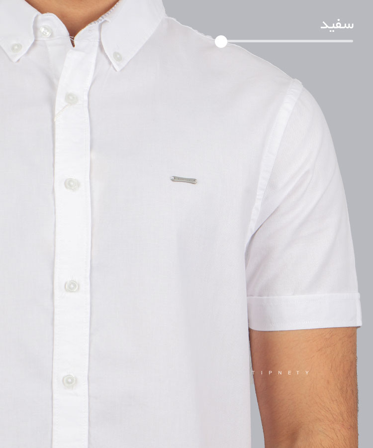                                                                                                 سورمه ای آبی روشن لجنی سبز سفید پیراهن آستین کوتاه فیت 5318  - تصویر 5