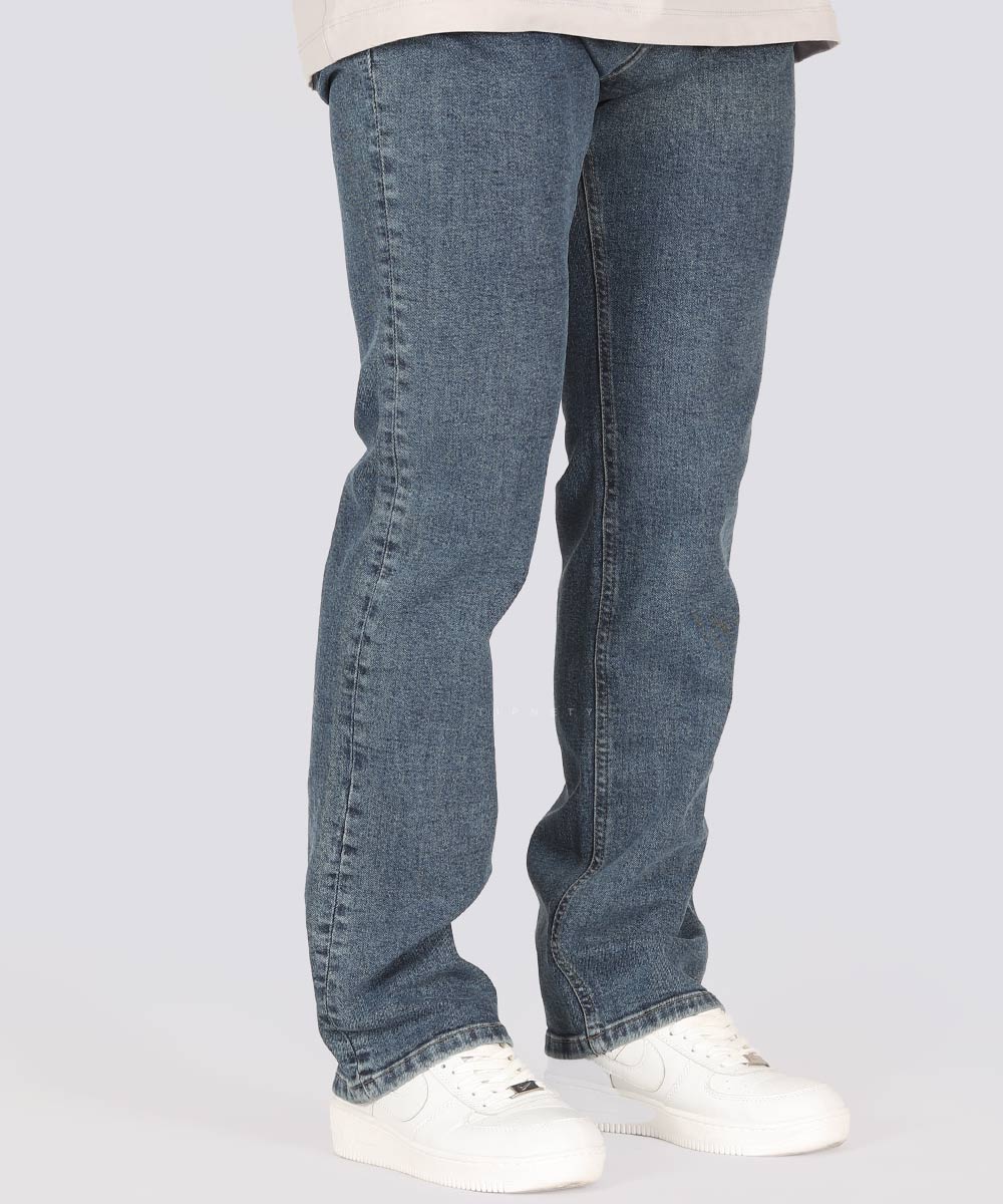           ذغالی آبی تیره طوسی سورمه ای شلوار جین رگولار 4896  - تصویر 4