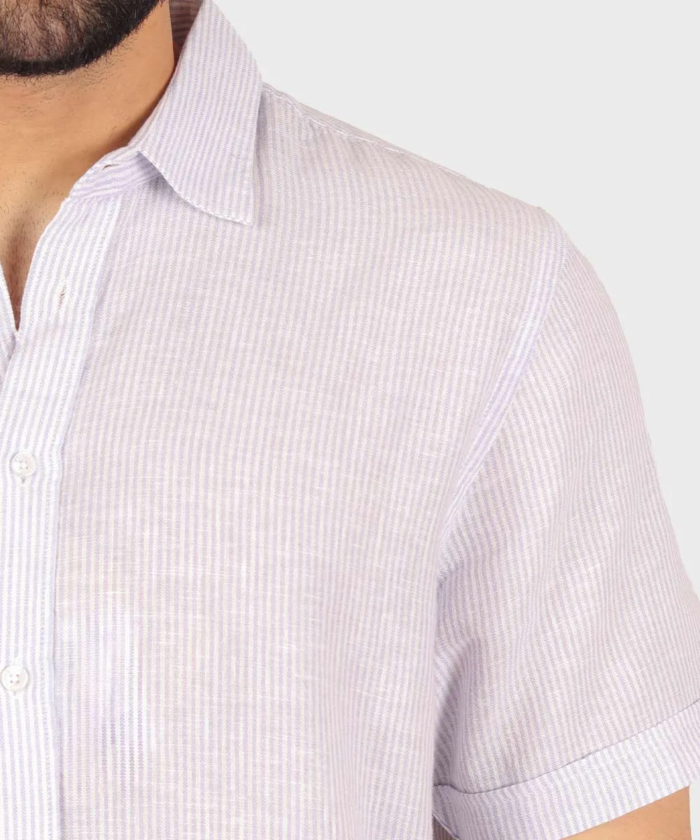 کرم قهوه ای یاسی پیراهن آستین کوتاه فیت 1428  - تصویر 7