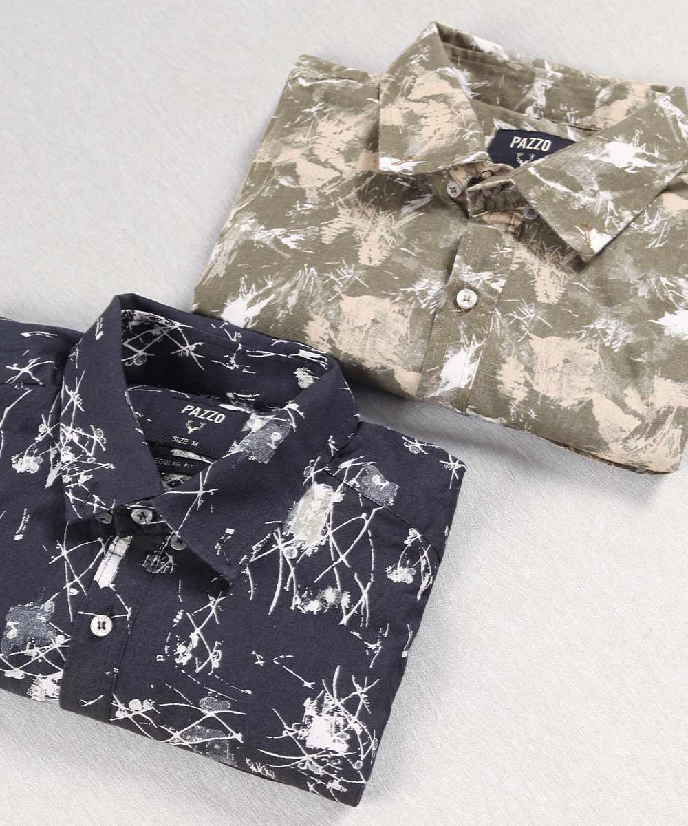 پیراهن آستین کوتاه مردانه طرحدار و تک جیب 5506