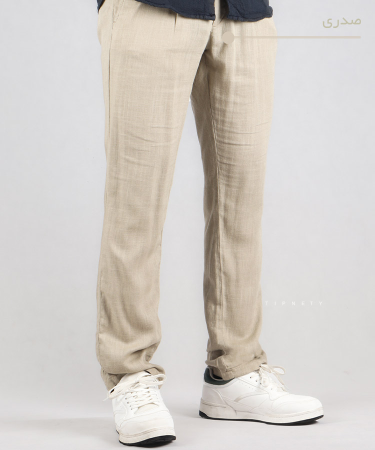                                                                                                                                           کرم صدری استخوانی زیتونی مشکی شلوار پارچه ای لینن 0071  - تصویر 3