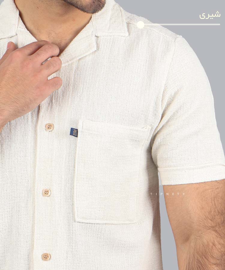 پیراهن یقه انگلیسی مردانه جیب دار 2044