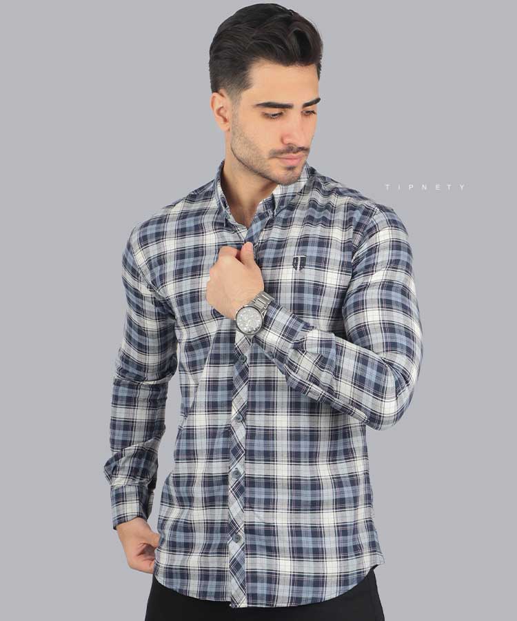 پیراهن مردانه آستین بلند چهارخانه 0507