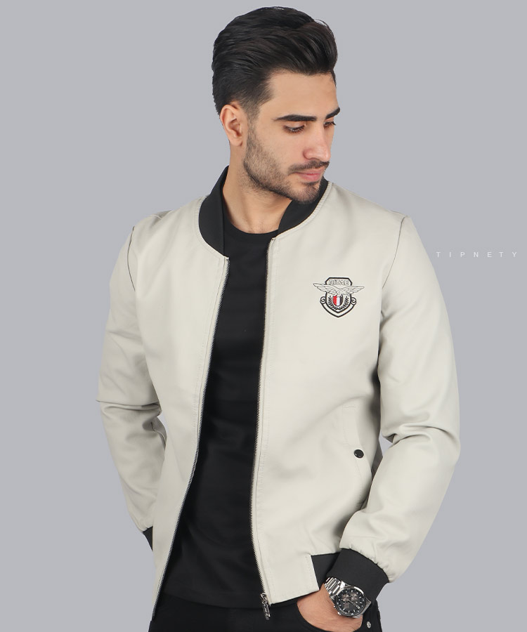 کت چرم مردانه طرح دار 2249