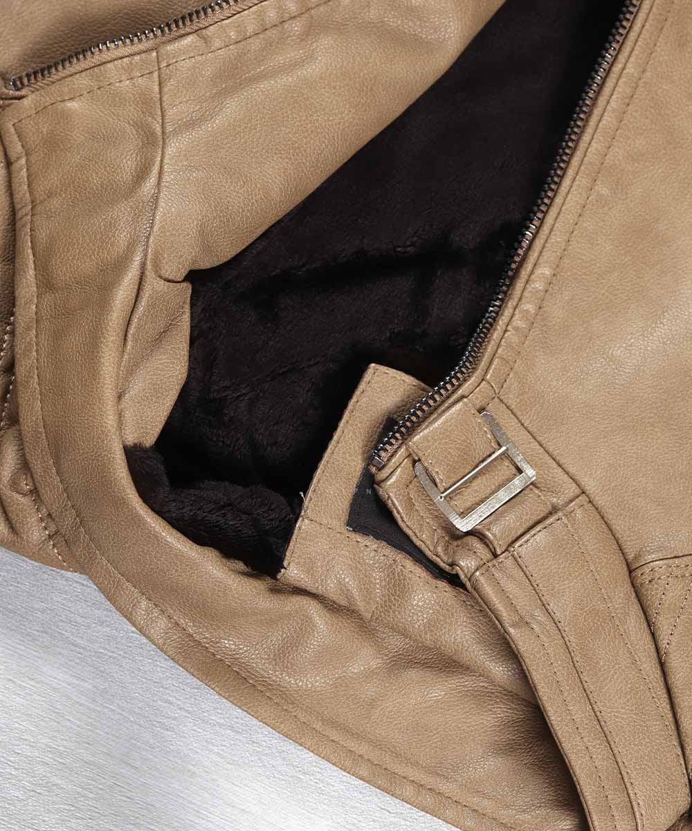                         عسلی خاکی مشکی زمستانه کت چرم 8822  - تصویر 14