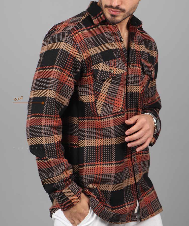                                                                                                                                                 آجری کرم مشکی لجنی طوسی تیره پاییزه پیراهن 0713  - تصویر 11