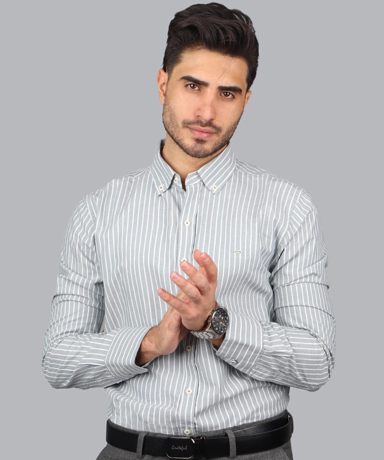 پیراهن مردانه آستین بلند راه راه 4521