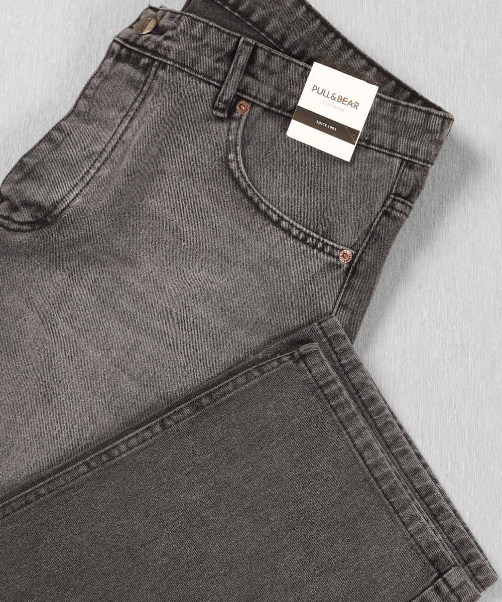 شلوار جین بگ مردانه ساده و طوسی تیره 0450