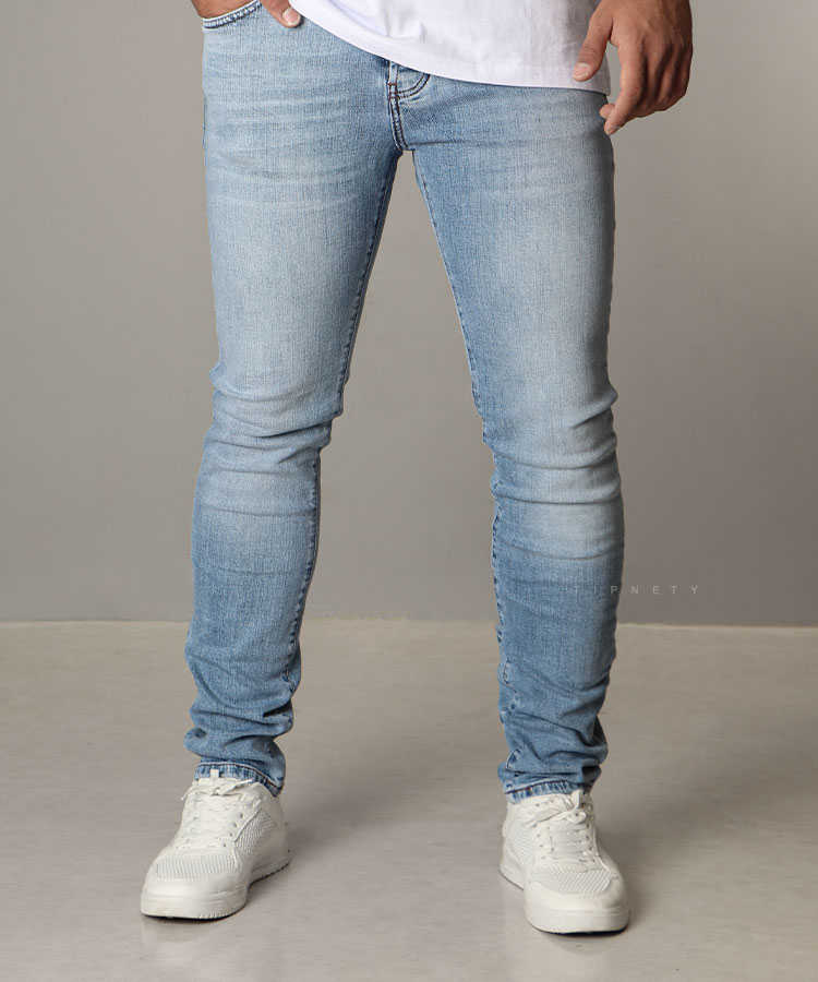 شلوار جین اسلیم مردانه آبی روشن 4027