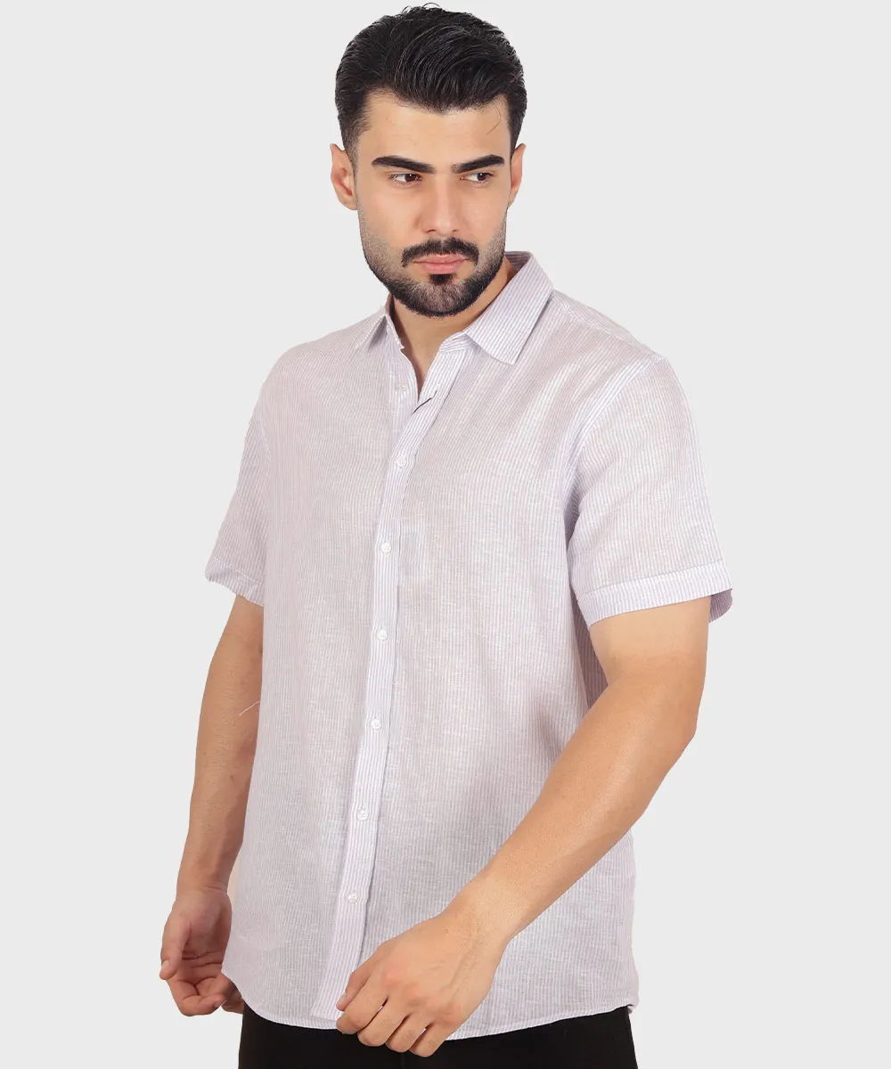 کرم قهوه ای یاسی پیراهن آستین کوتاه فیت 1428  - تصویر 17