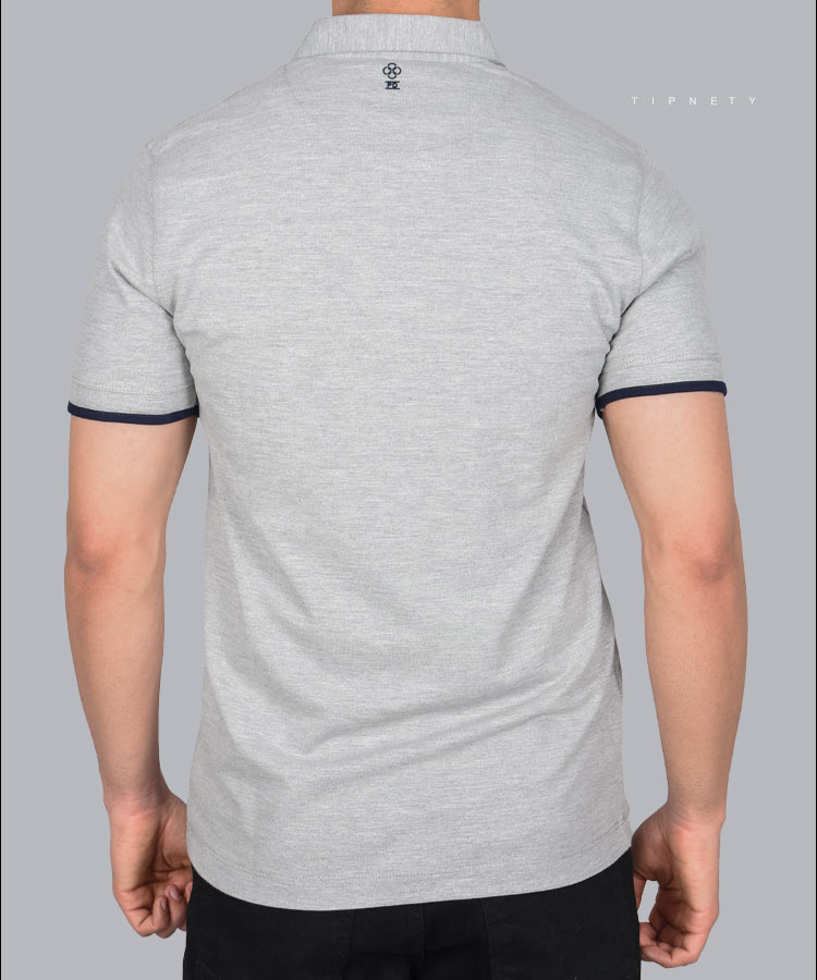     ذغالی دودی ملانژ مشکی ذغالی ملانژ تیشرت یقه دار 6201  - تصویر 10