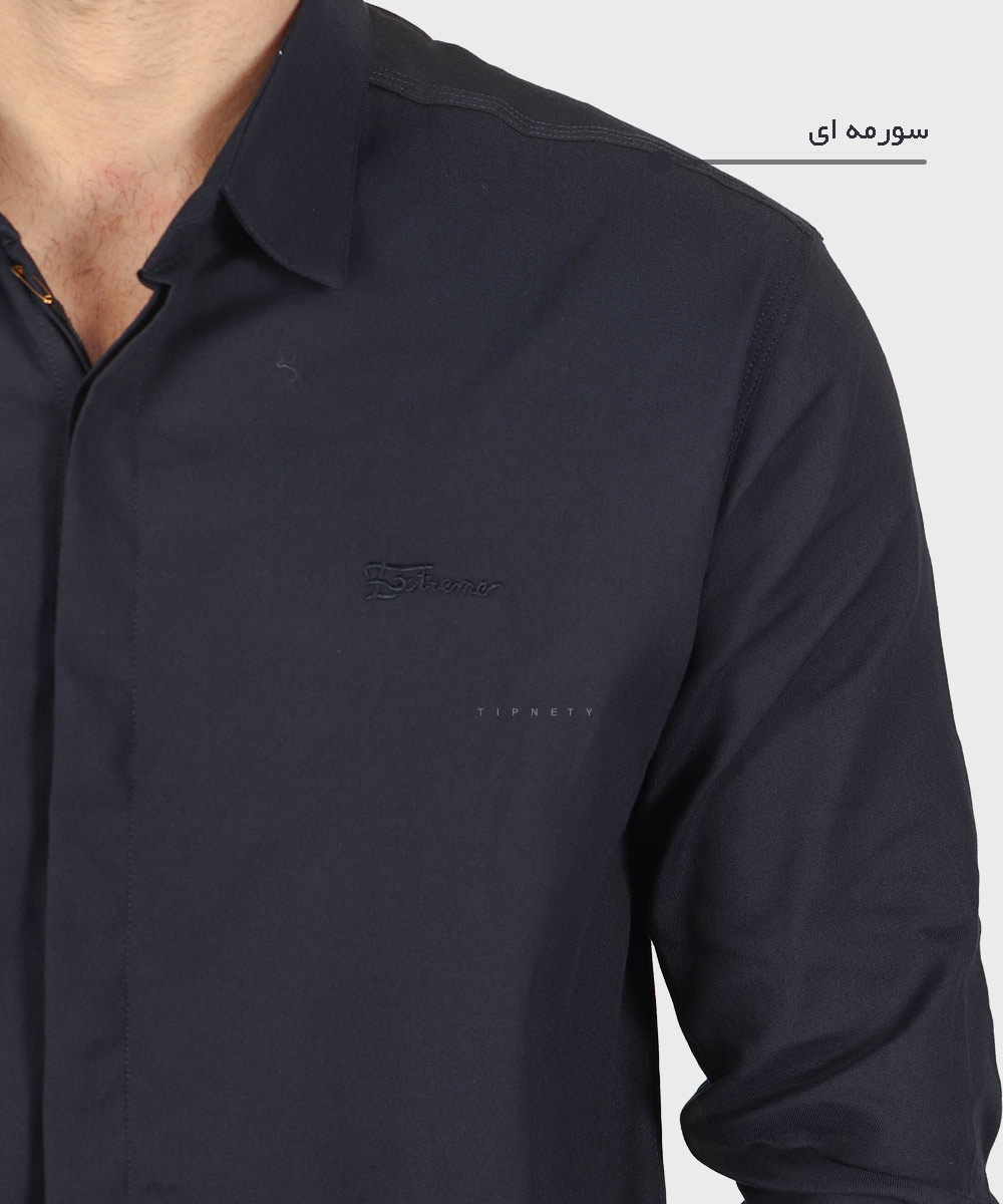 پیراهن مردانه آستین بلند دکمه مخفی 0360