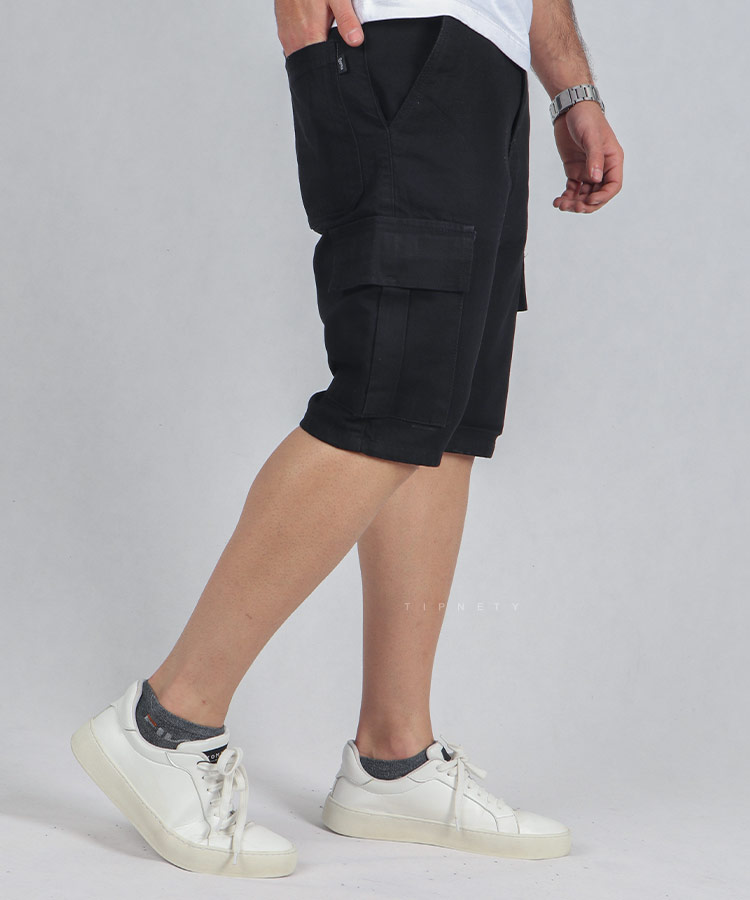 شلوارک جین کارگو مردانه مشکی 4258