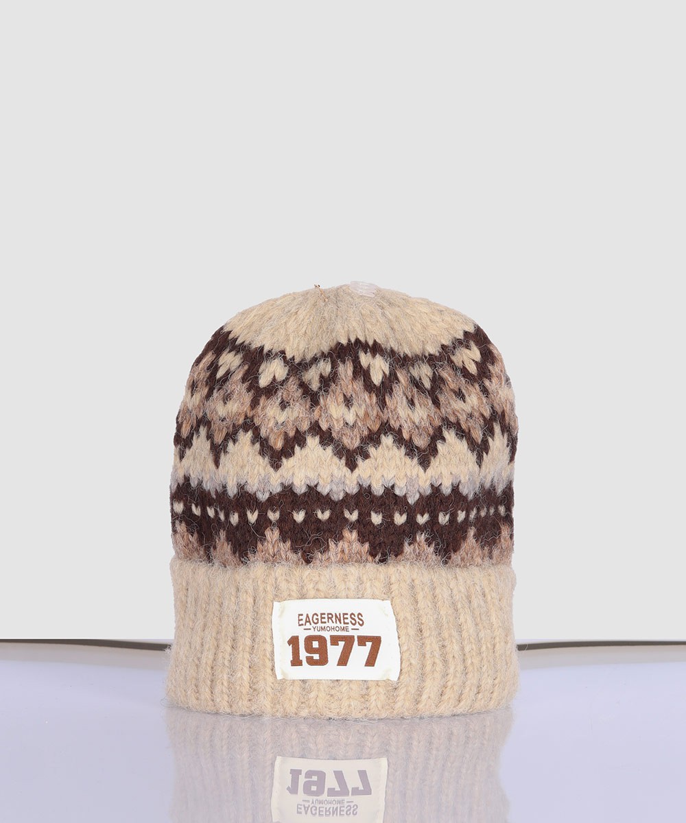           مشکی قهوه ای کرم شکلاتی کلاه زمستانی 1977  - تصویر 4