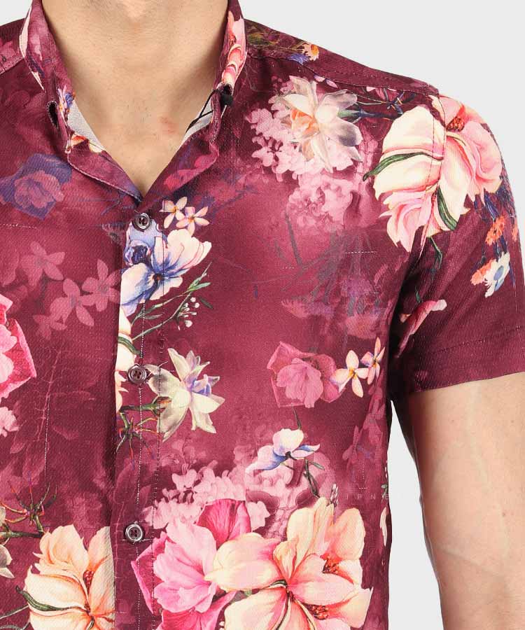 پیراهن مردانه هاوایی گلدار و آستین کوتاه 1020