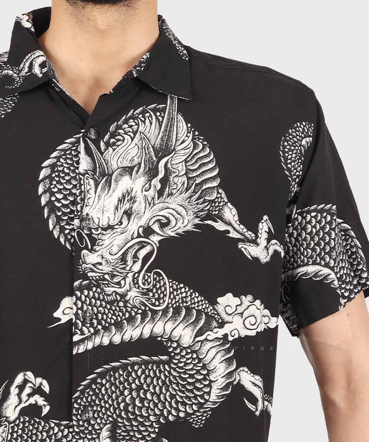 پیراهن مردانه هاوایی آستین کوتاه اژدها 2023