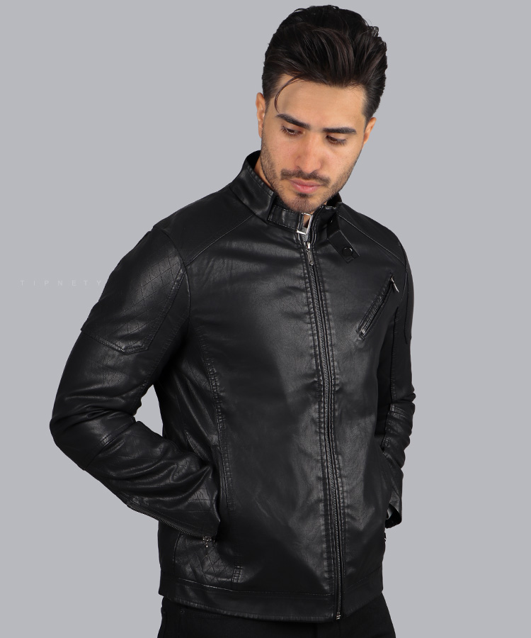 کت چرم مردانه ساده 2318