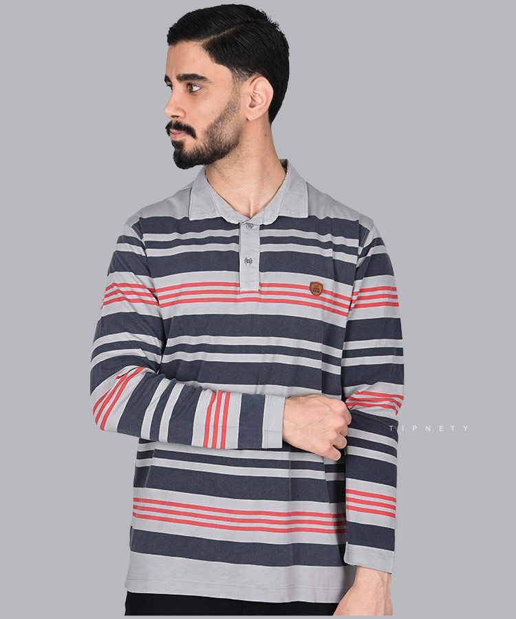 تیشرت یقه دار مردانه آستین بلند 1225