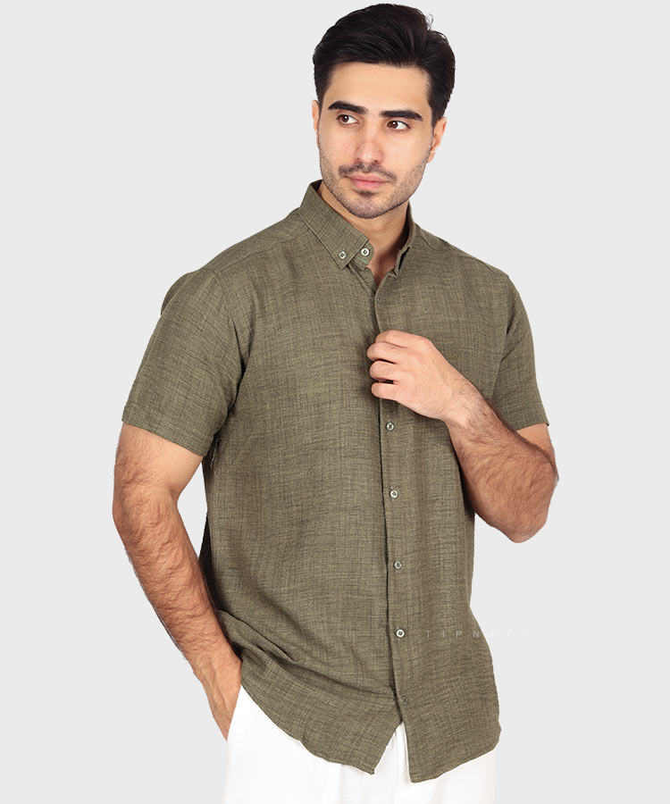                                                                                             مشکی لجنی آبی تیره طوسی تیره شتری نسکافه ای سبز کرم سفید نفتی یشمی خاکی پیراهن آستین کوتاه فیت 0132  - تصویر 7