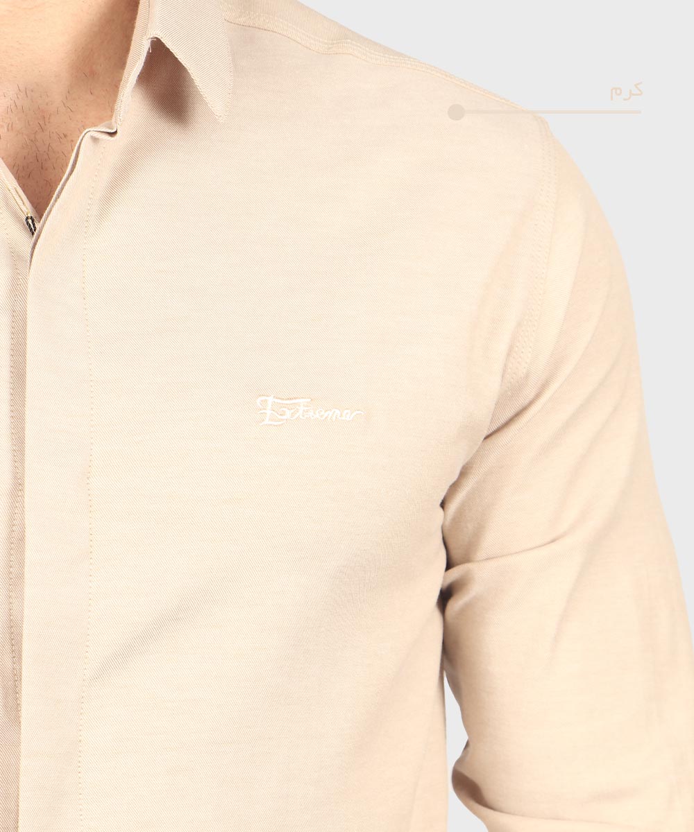                           یشمی کرم شکلاتی لجنی پیراهن آستین بلند فیت 0370  - تصویر 6