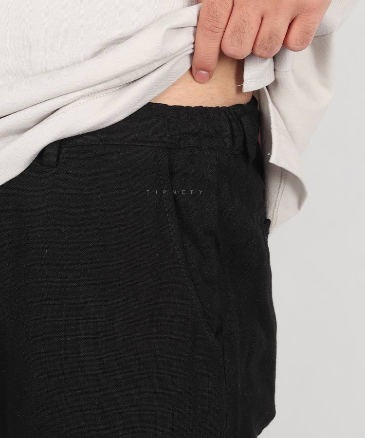                                 نخودی مشکی کرم تیره شلوار پارچه ای لینن 1330  - تصویر 5