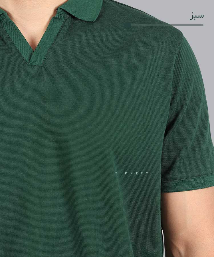                                                                         مشکی سبز سفید تیشرت یقه دار 0562  - تصویر 5