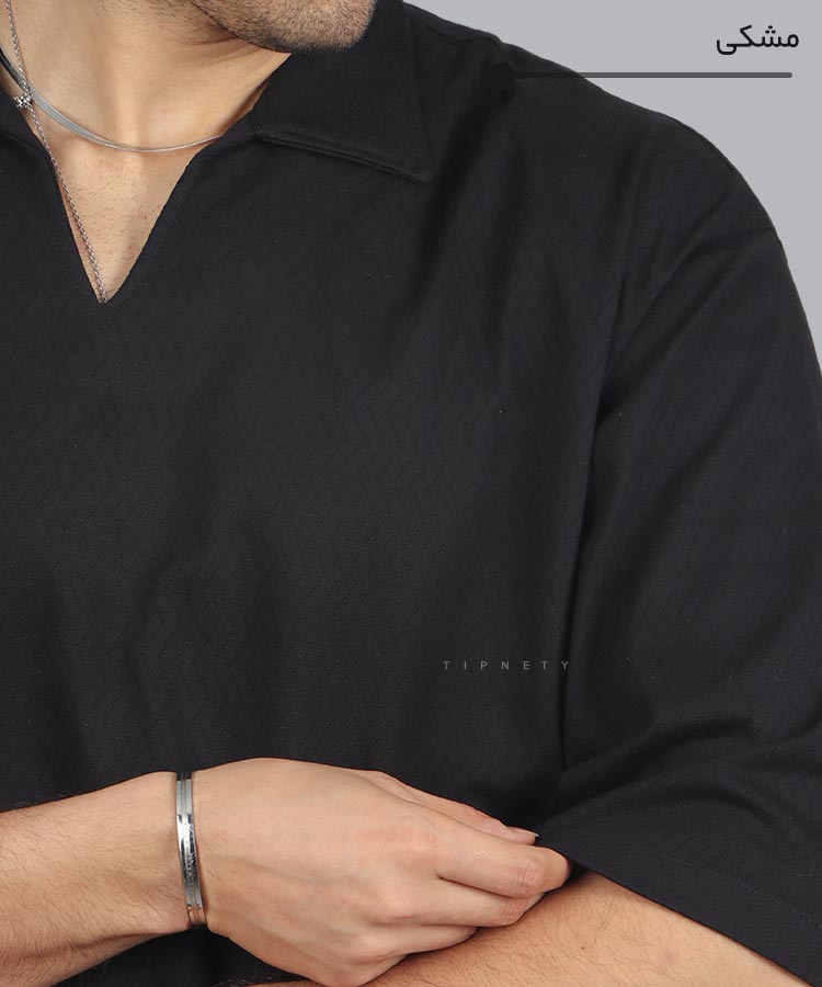                                                                                                                                                                                                 طوسی کرم مشکی سفید لجنی تیشرت لش 1601  - تصویر 6