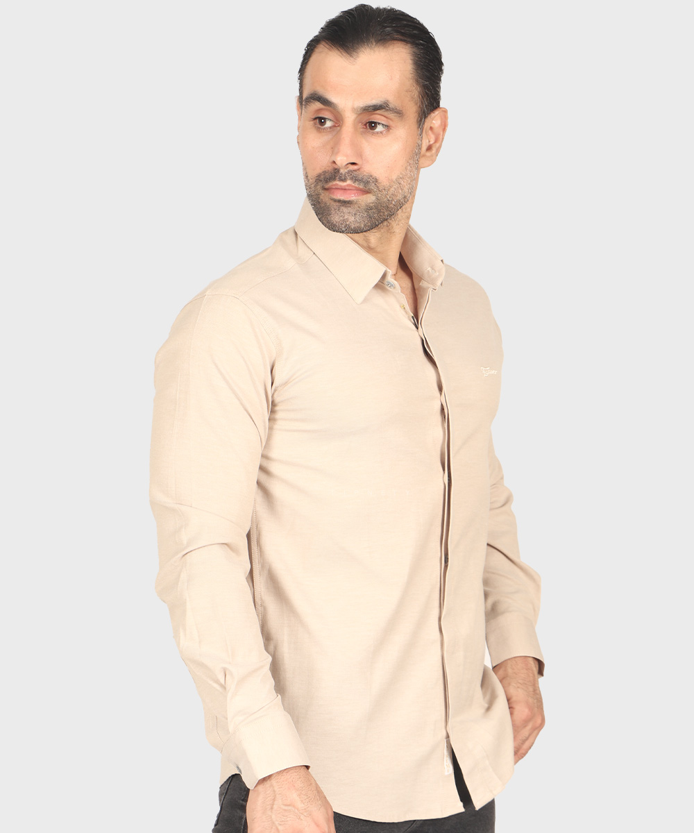                           یشمی کرم شکلاتی لجنی پیراهن آستین بلند فیت 0370  - تصویر 12