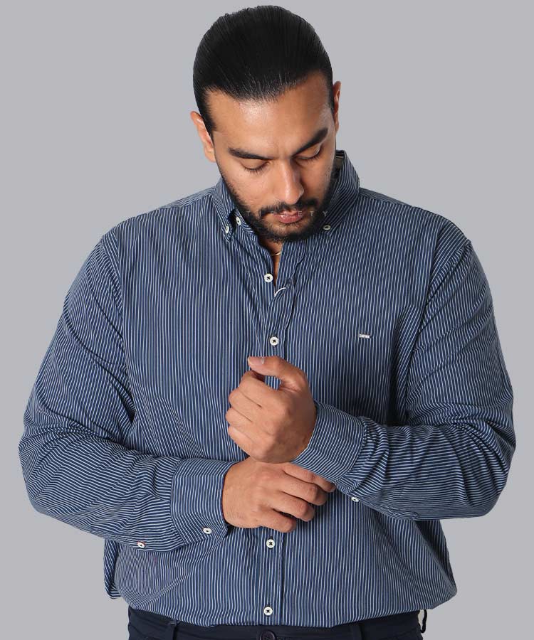 پیراهن مردانه آستین بلند سورمه ای 0954