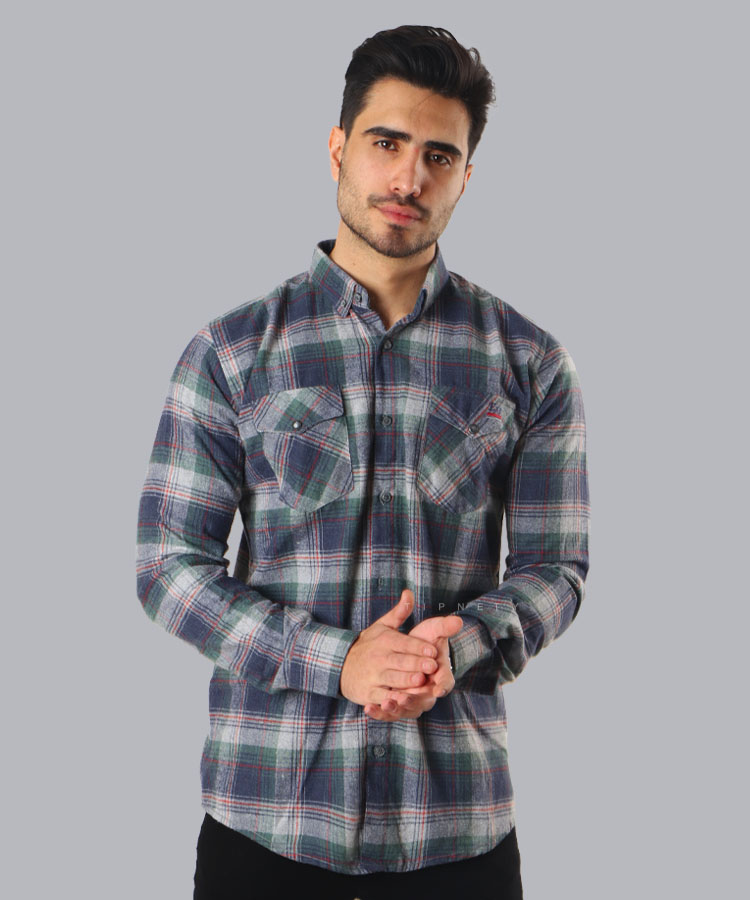 پیراهن مردانه پشمی مدل چهارخانه 0498