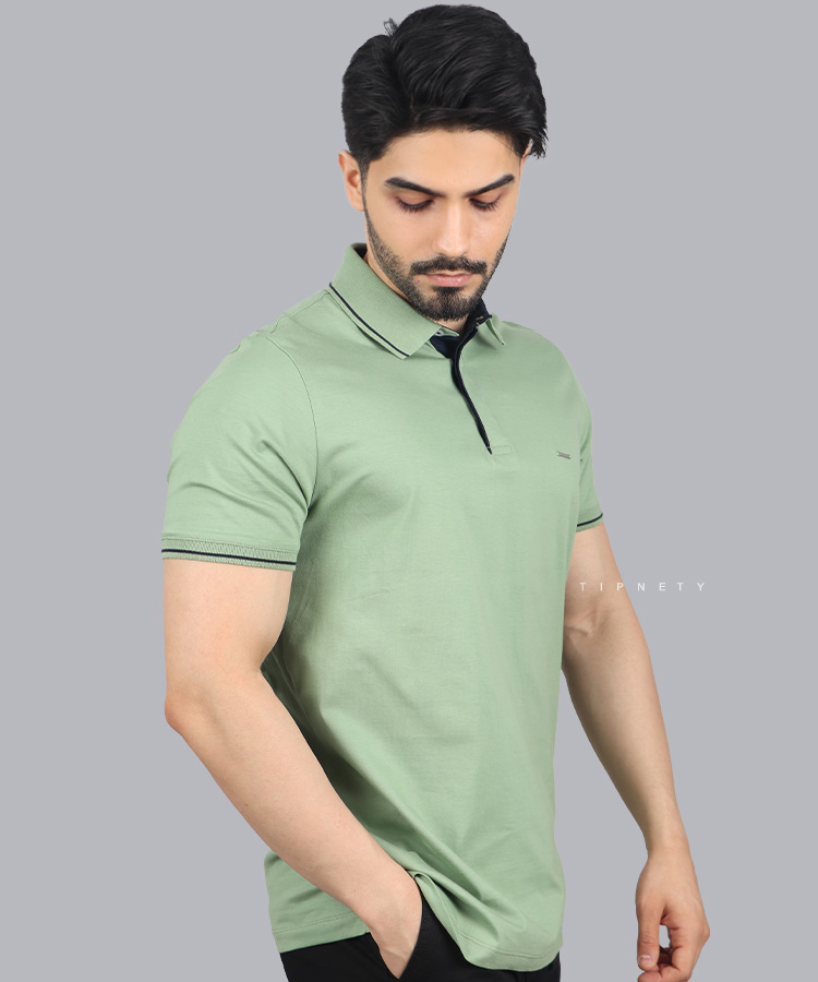 تیشرت یقه دار مردانه پنبه ای 0556