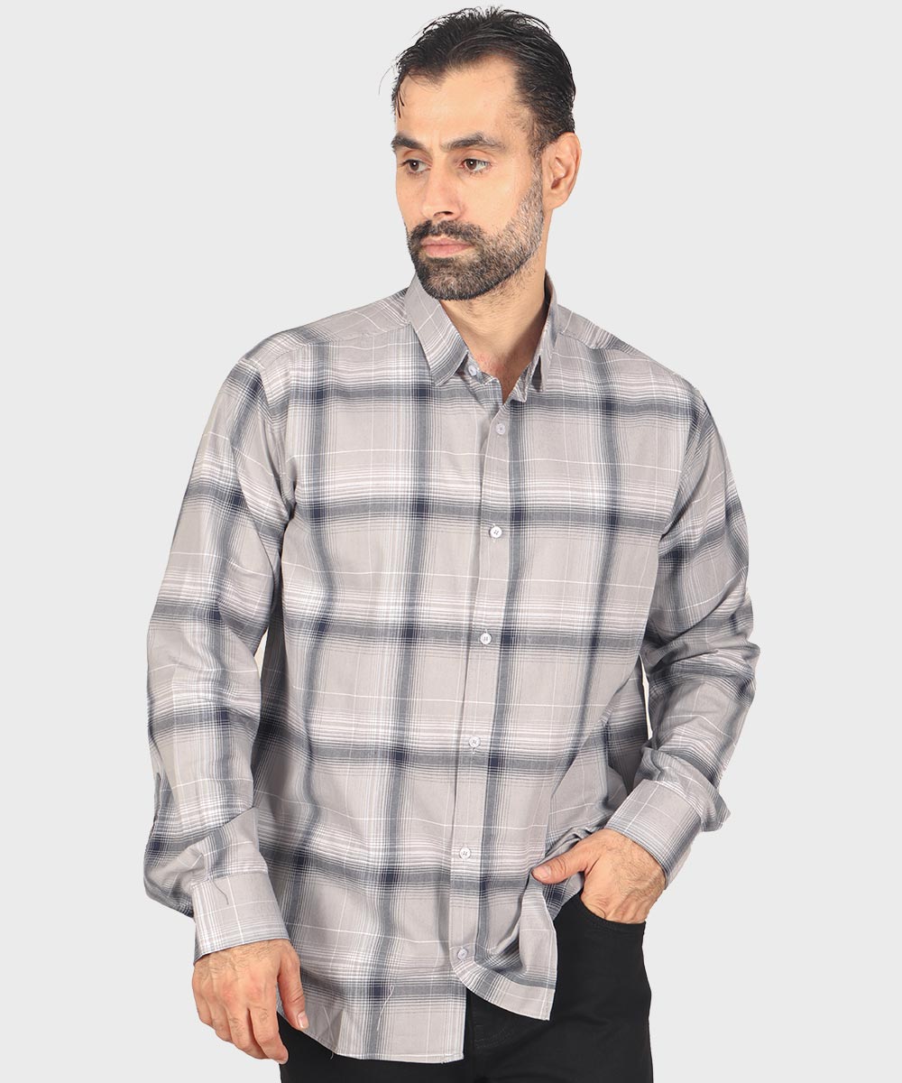                                                                                                                                 سورمه ای طوسی تیره طوسی روشن سبز کرم پیراهن آستین بلند فیت 0324  - تصویر 12