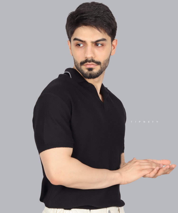                                                                                                                         مشکی سبز طوسی شیری نسکافه ای تیشرت یقه دار 3212  - تصویر 6