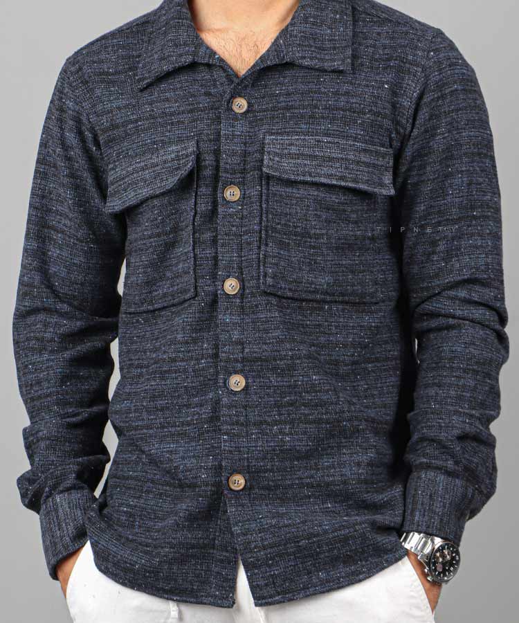                                                                                                                         لجنی مشکی طوسی تیره نفتی پاییزه پیراهن 4022  - تصویر 8