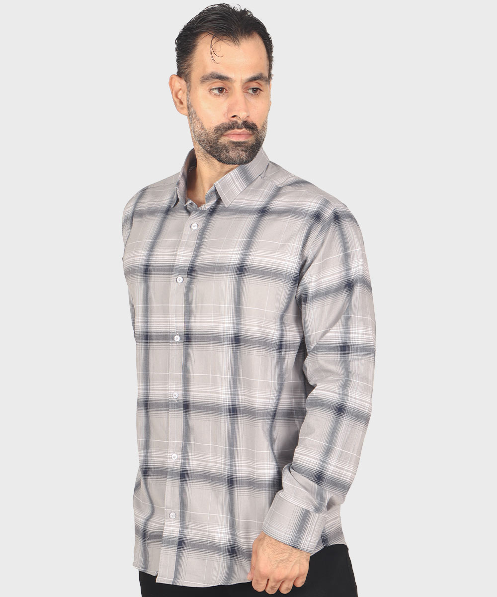                                                                                                                                 سورمه ای طوسی تیره طوسی روشن سبز کرم پیراهن آستین بلند فیت 0324  - تصویر 4