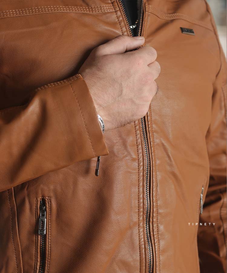                         عسلی مشکی زمستانه کت چرم 9889  - تصویر 3