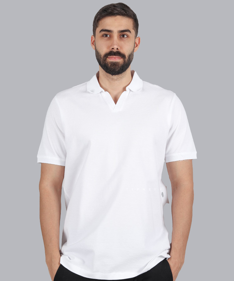                                                                         مشکی سبز سفید تیشرت یقه دار 0562  - تصویر 3