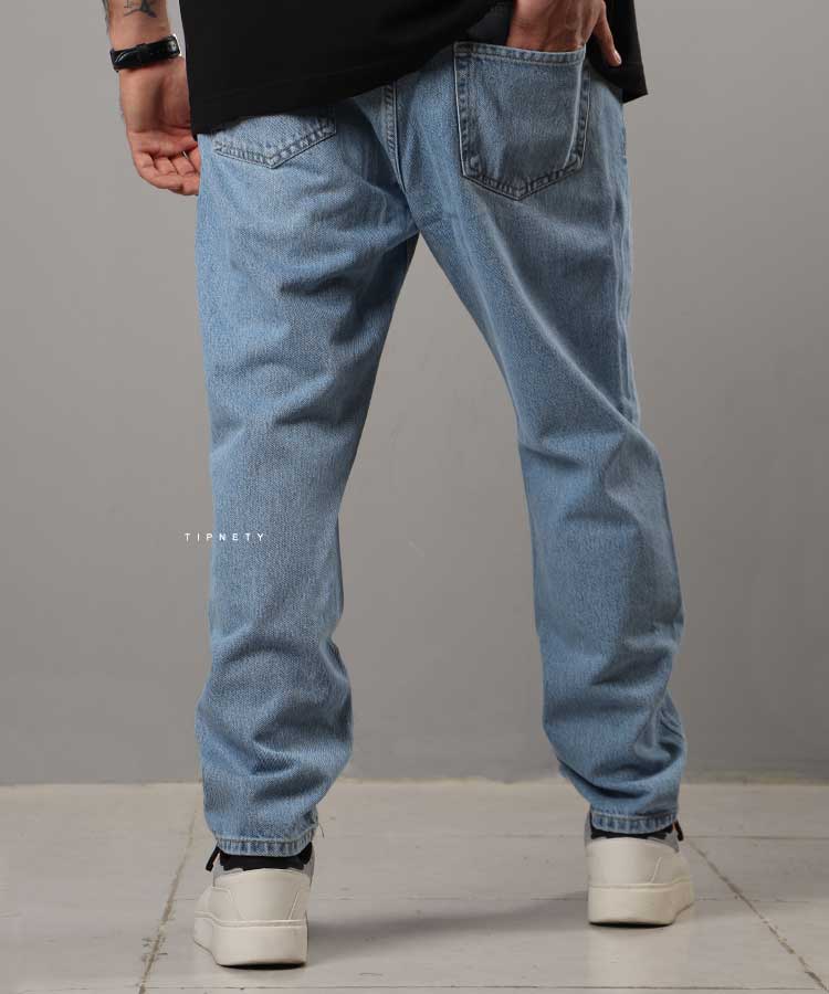 شلوار جین مام فیت مردانه آبی روشن 0125