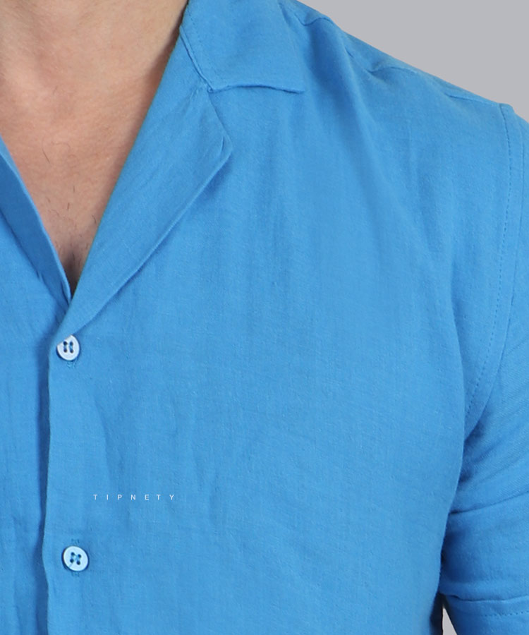                                         آبی پیراهن یقه انگلیسی 1651  - تصویر 3