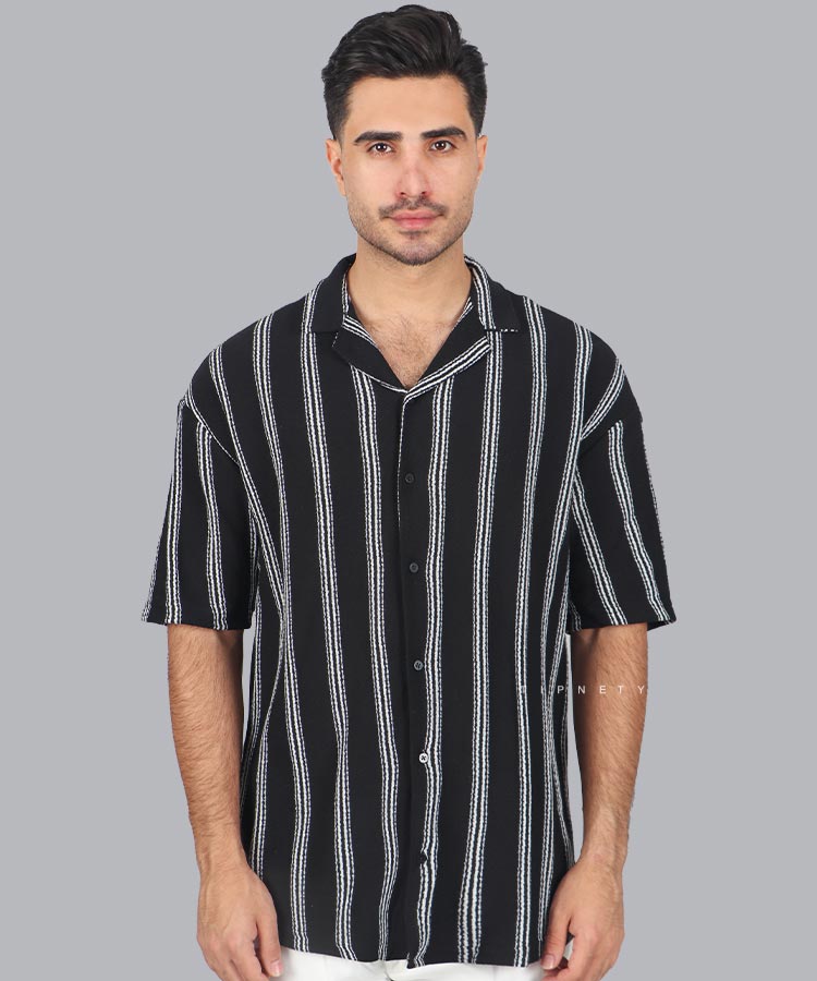 پیراهن یقه انگلیسی مشکی برند مراکش 2113