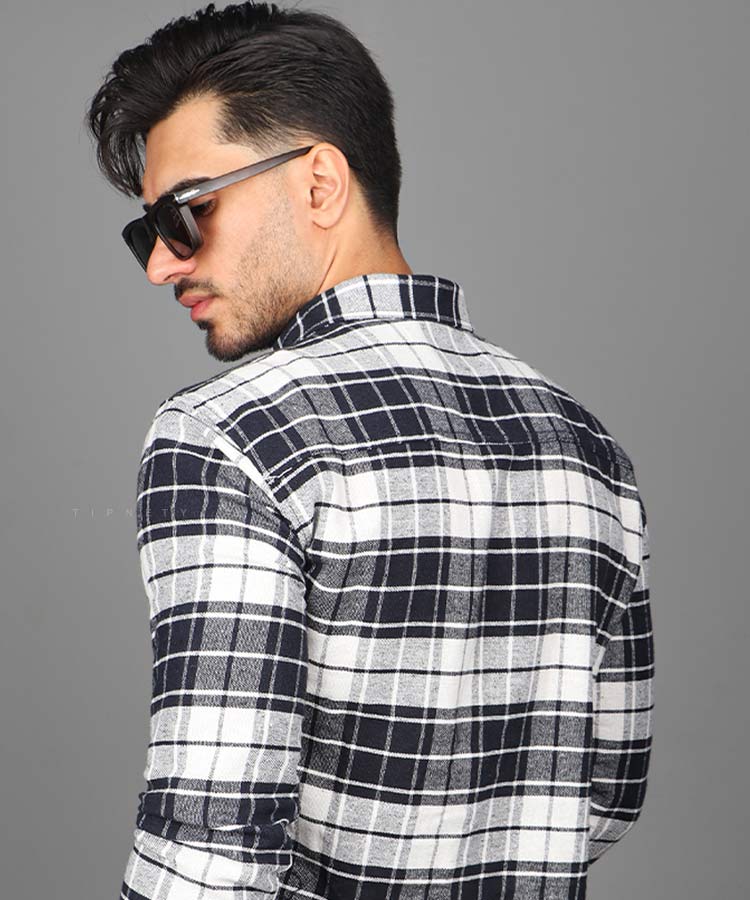                                                           کرم لجنی مشکی سورمه ای پیراهن آستین بلند فیت 0834  - تصویر 7