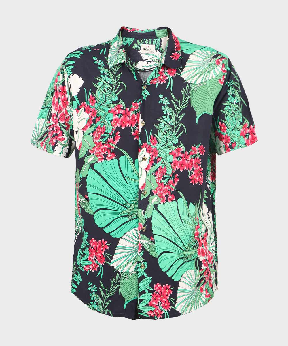 پیراهن مردانه هاوایی آستین کوتاه کد 2040